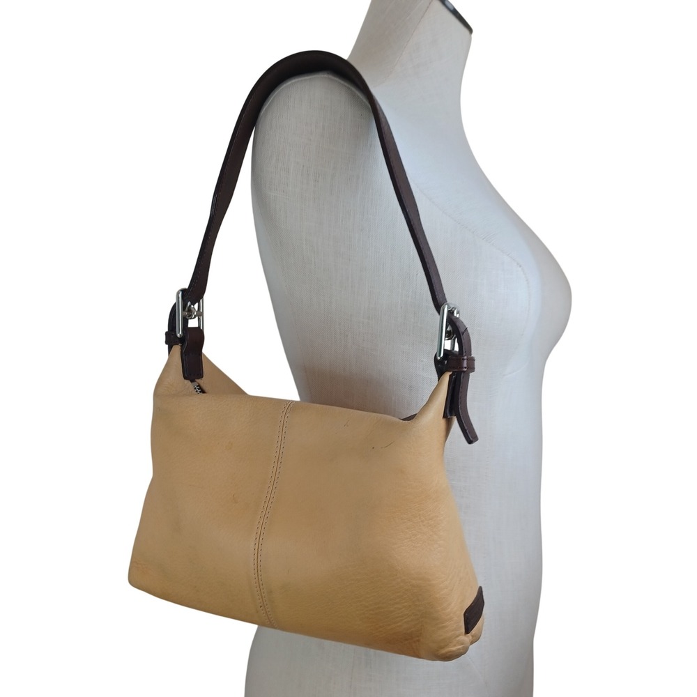Dooney & Bourke Tan Leather Shoulder Bag Brown Strap Silver Buckle Hobo Bag
